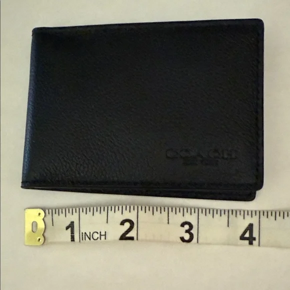 NWOT Men's Coach Pebbled Black Leather ID Card Holder - Picture 5 of 6